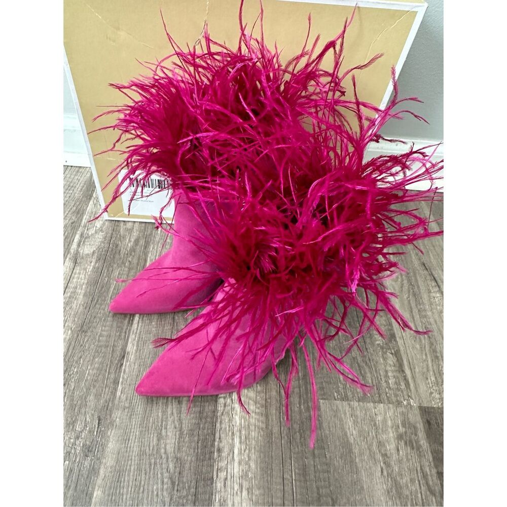 Michael Kors Whitby Feather Trim Suede Ankle Boot Size 7 $250 - Picture 7 of 14
